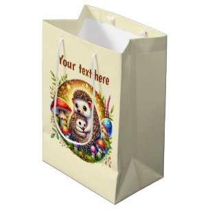 Cute Mum baby hedgehog customisable Medium Gift Bag