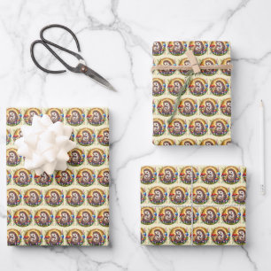 Cute Mum baby hedgehog customisable  Wrapping Paper Sheet