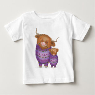 Cute mum & baby Highland cow child's T-shirt