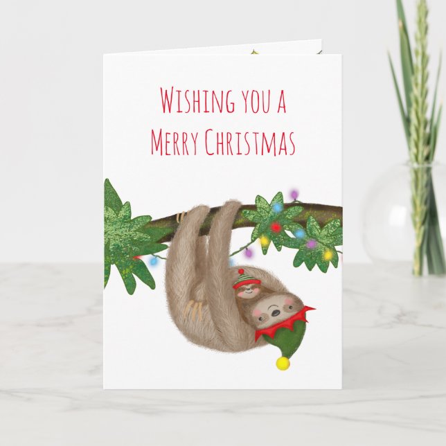 Cute mum & baby sloth Christmas card (Front)