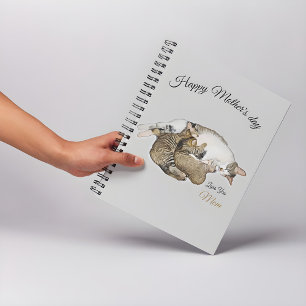 Cute Mum Cat Nursing her little kittens  Notebook