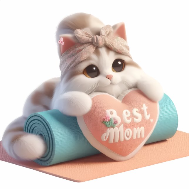 Cute Mum Cat Round Clock – Heart Design Wall Decor (Creator Uploaded)
