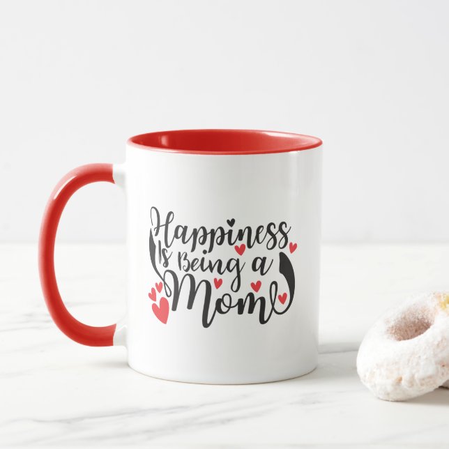 Cute Mum happiness word art  Mug (With Donut)