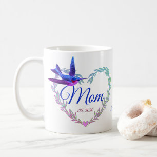 Cute Mum Heart Hummingbird Purple Blue  Coffee Mug