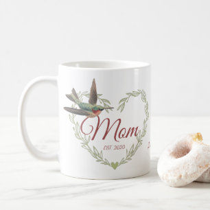 Cute Mum Heart Hummingbird Sage Green Coffee Mug