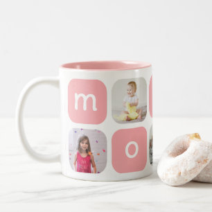 Cute Mum Heart Photo Collage Editable Colour Two-Tone Coffee Mug