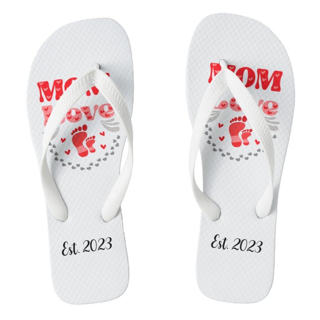 Cute Mum Love Flip Flops (Footbed)