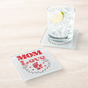 Cute Mum Love Glass Coaster