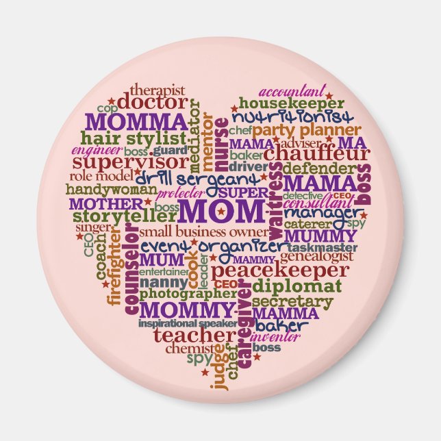 Cute Mum Mother's Day Word Art Heart Magnet (Front)
