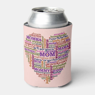 Cute Mum Mother's Day Word Art Heart Typography Can Cooler