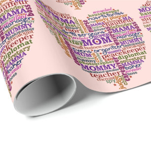 Cute Mum Mother's Day Word Art Heart Wrapping Paper
