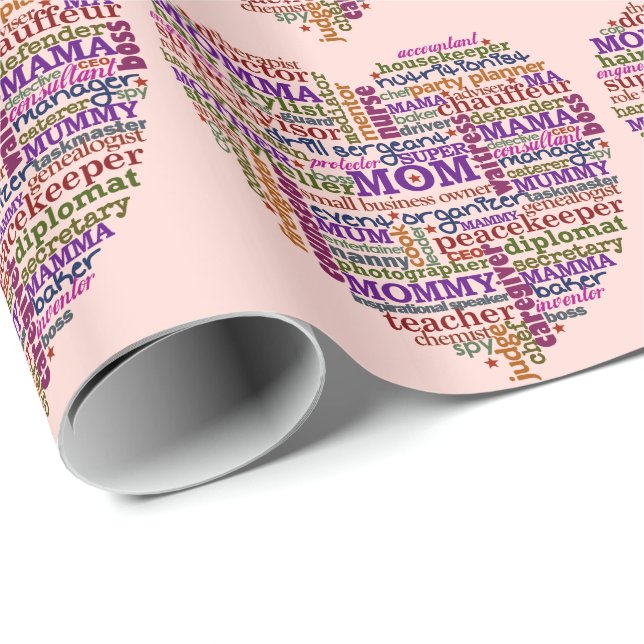 Cute Mum Mother's Day Word Art Heart Wrapping Paper (Roll Corner)