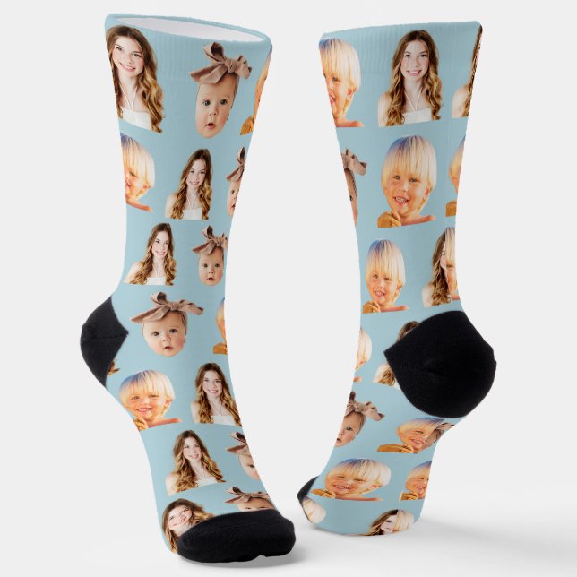 Cute Mum of 3 Kids Photo Personalised Socks (Angled)