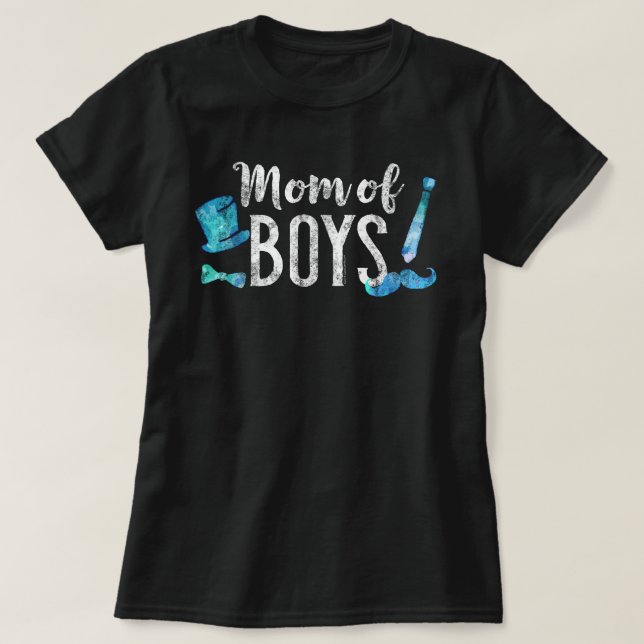 Cute Mum of Boys Little Man Mother's Day T-Shirt (Design Front)