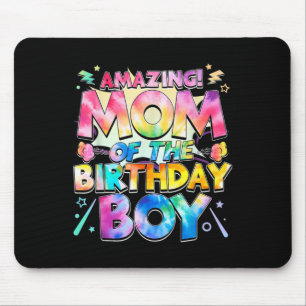 Cute Mum Of The Birthday Boy Tie Dye Matching Mouse Mat