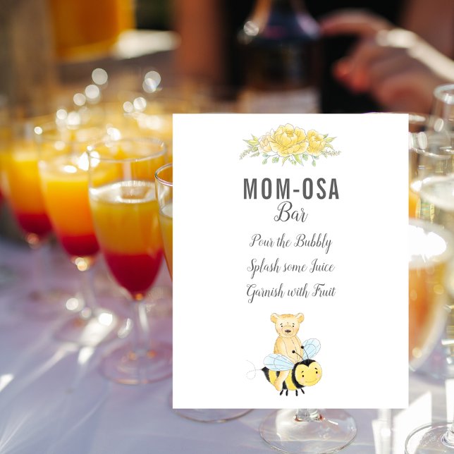 Cute Mum-osa Bar Teddy Bear Gender Reveal Poster (Creator Uploaded)