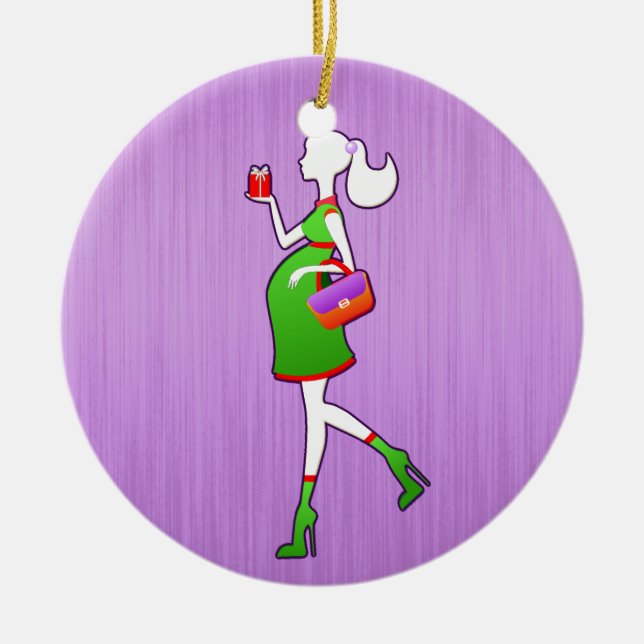 Cute Mum To Be Maternity Personalised Dated Ceramic Tree Decoration (Front)