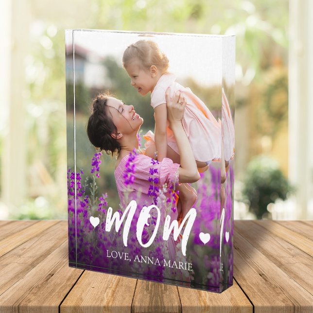 Cute Mum Typography Script Personalised Photo Block (Creator Uploaded)