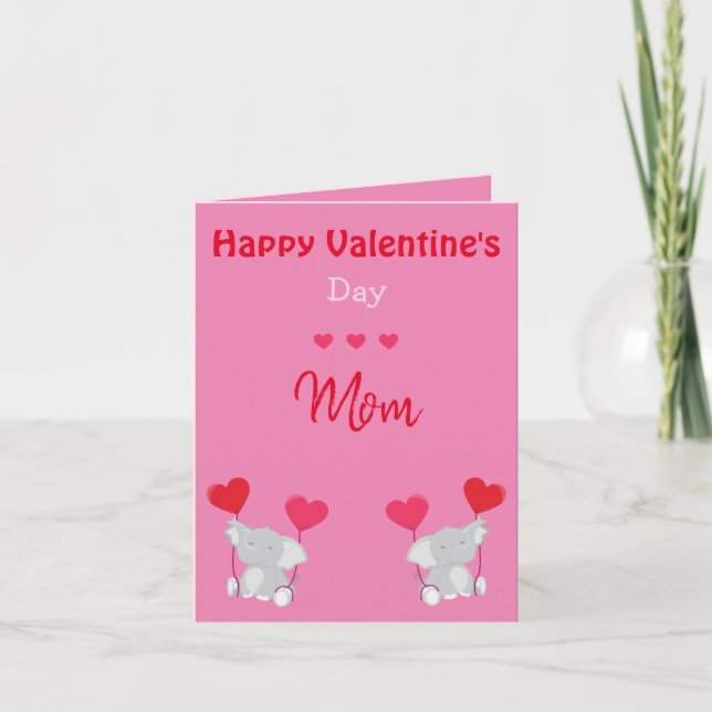 Cute Mum Valentine's Day Elephants Holiday Card (Front)