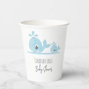 Cute Mum Whale Baby Whale Baby Shower Paper Cups