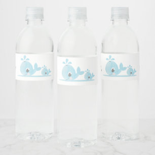 Cute Mum Whale Baby Whale Baby Shower  Water Bottle Label