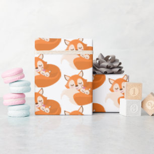 Cute Mummy and baby girl woodland fox wrap Wrapping Paper