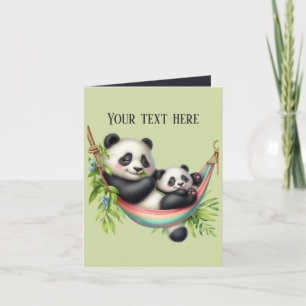Cute Mummy and baby panda bear Card