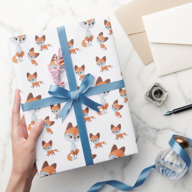 cute Mummy baby fox tiled Wrapping Paper (Gifting)