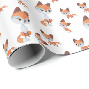 cute Mummy baby fox tiled Wrapping Paper