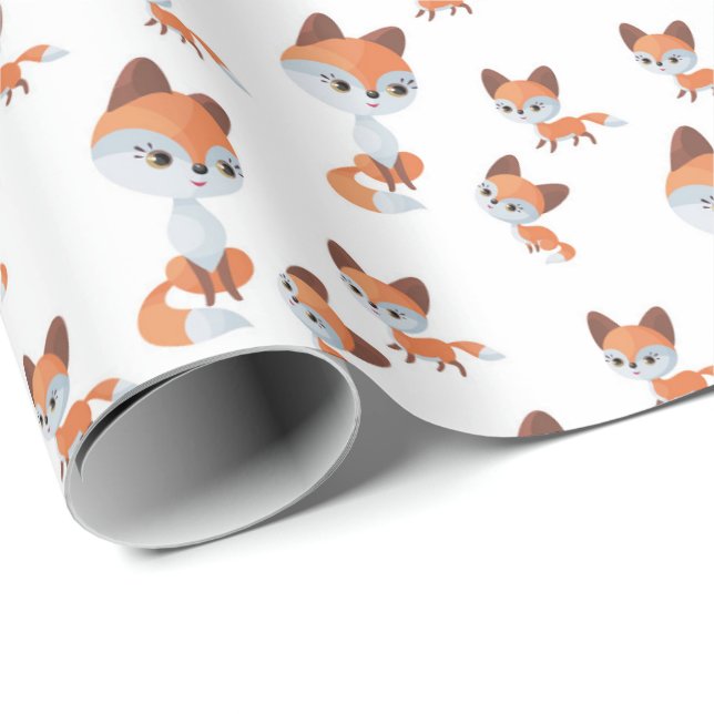 cute Mummy baby fox tiled Wrapping Paper (Roll Corner)