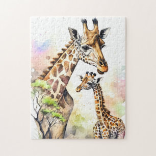 Cute Mummy & Baby giraffe Jigsaw Puzzle