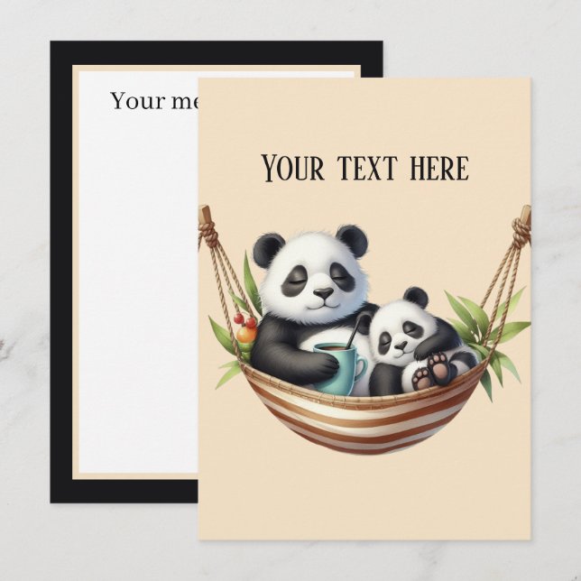 Cute Mummy baby panda bears add message Card (Front/Back)