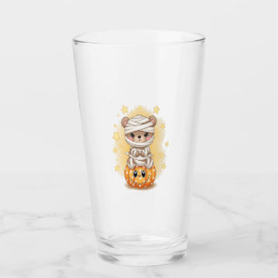 Cute Mummy Bear Halloween Glass