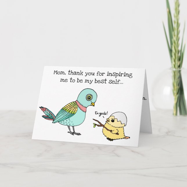Cute Mummy Bird Happy Birthday Card for Mothers (Front)