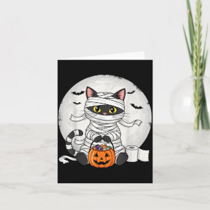 Cute Mummy Black Cat Halloween Costume Funny Trick Card