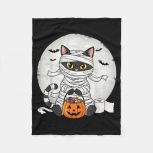 Cute Mummy Black Cat Halloween Costume Funny Trick Fleece Blanket