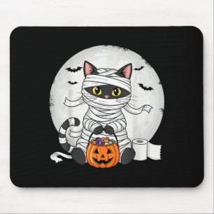 Cute Mummy Black Cat Halloween Costume Funny Trick Mouse Mat