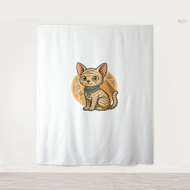 Cute Mummy Cat – Ancient Egypt Art Oversized T-Shi Tapestry (Front)