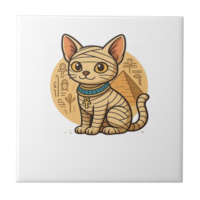 Cute Mummy Cat � Ancient Egypt Art Oversized T-Shi Tile (Front)