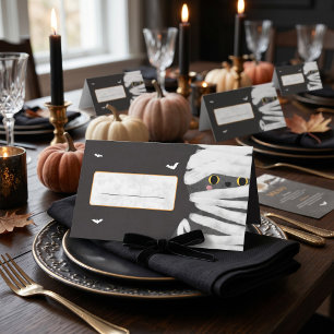 Cute Mummy Cat Halloween Place Card