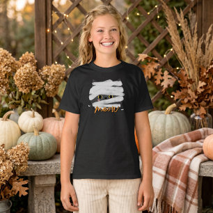Cute Mummy Cat Meow Girls Halloween T-Shirt