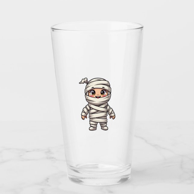 Cute Mummy Character � Halloween Costume Shirt Glass (Front)