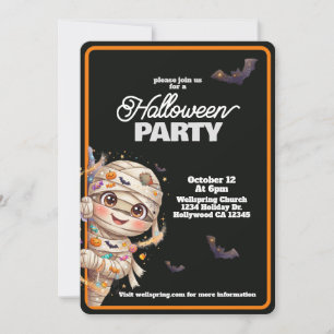 Cute Mummy Family Friendly Halloween Party Invitation