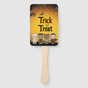 Cute mummy, Frankenstein, Dracula, werewolf    Hand Fan