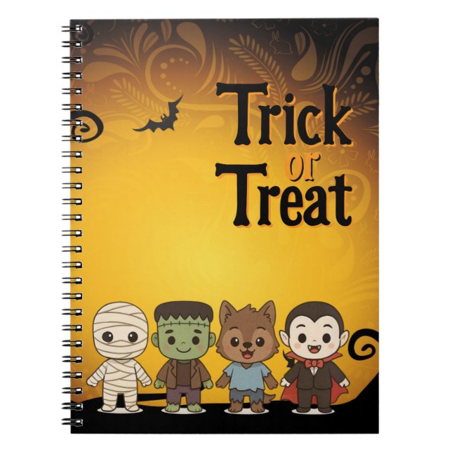 Cute mummy, Frankenstein, Dracula, werewolf    Notebook (Front)