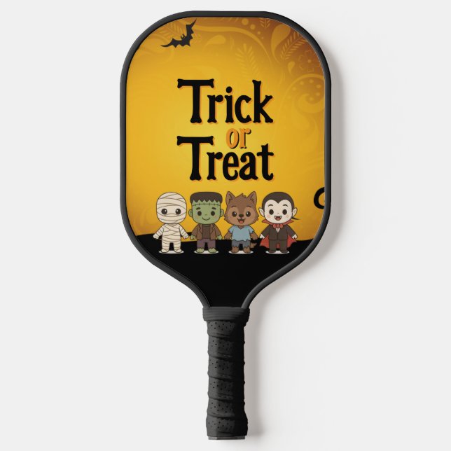 Cute mummy, Frankenstein, Dracula, werewolf    Pickleball Paddle (Front)