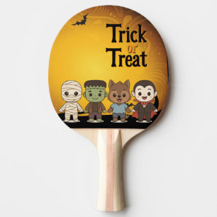 Cute mummy, Frankenstein, Dracula, werewolf    Ping Pong Paddle