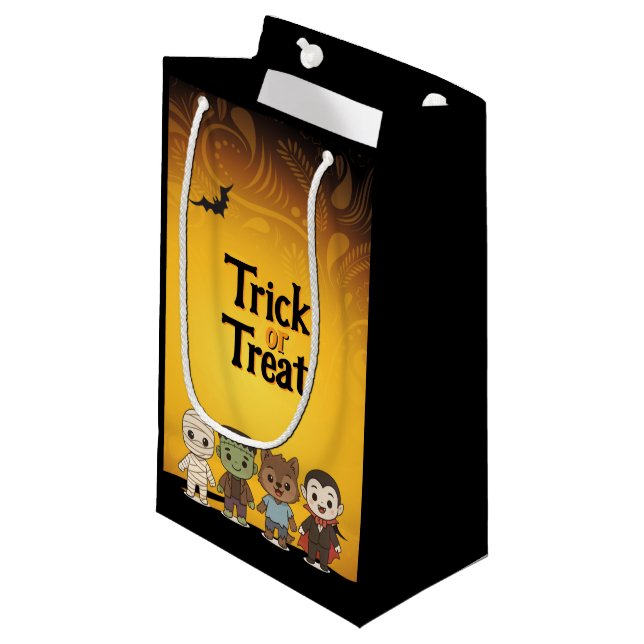Cute mummy, Frankenstein, Dracula, werewolf    Small Gift Bag (Front Angled)