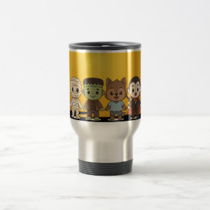 Cute mummy, Frankenstein, Dracula, werewolf    Travel Mug