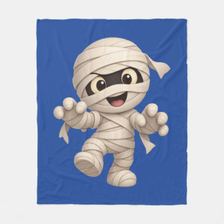 Cute Mummy Halloween Cartoon Illustration Fleece Blanket